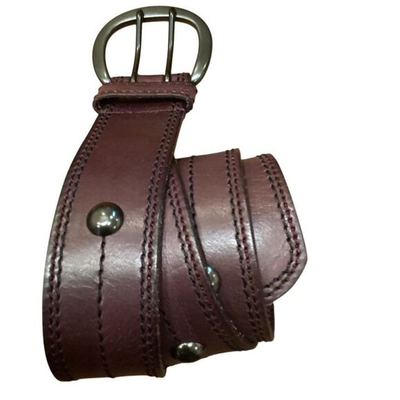 Linea Pelle Leather Studded Belt Size Small - Picture 9 of 13